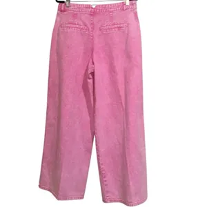 AVEC LES FILLES High Waist Wide Leg Jeans Bubble Gum Pink pleated SZ-30 thumbnail 4