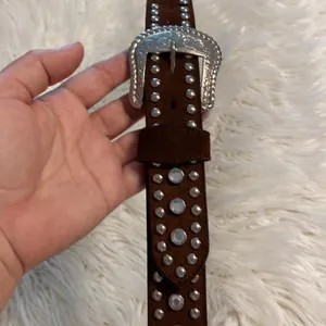 Leather Belt brown color so beautiful with silver buckle excellent condition 45” thumbnail 8
