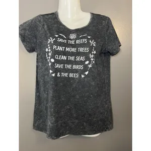 Source Unknown Save The Reefs Graphic Shirt Womens Medium Gray Scoop Neck Nature Eco Tee thumbnail 2