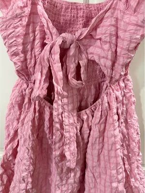 Simply Southern Pink Ruffle Sleeve Tie Back Dress XL thumbnail 5