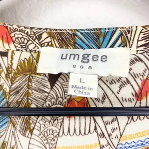 Umgee Bohemian Multicolor Printed Bell Sleeve Ruffle Hem Mini Dress Size L thumbnail 9