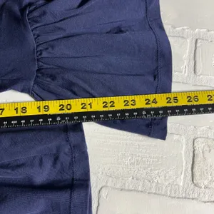 Matilda Jane Big Ruffle Pants Women Small Navy Blue Wide Leg Cotton Pull On Crop thumbnail 12