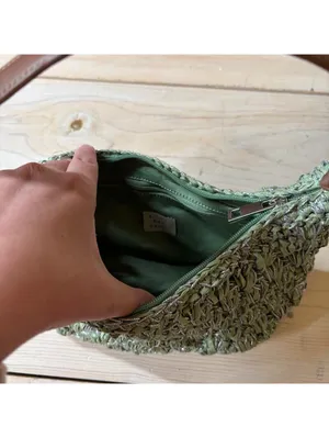 A New Day NWT Women's Woven Crochet Green Metallic Shoulder Bag thumbnail 9