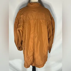 We The Free People Oversized Puffed Sleeve Button Down Raw Hem Shirt Medium thumbnail 4
