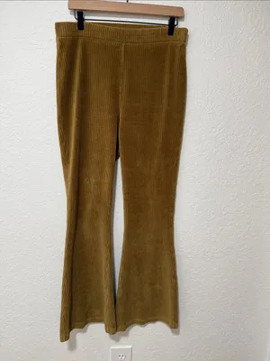 AERIE Groove On Ribbed Flare Velour Pants Size Large thumbnail 2
