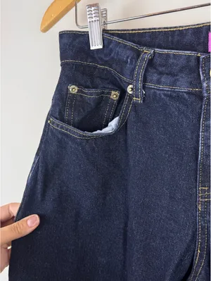 Edikted Dark Wash Cuffed Baggy Wide Leg Jeans Y2K Denim Size XS thumbnail 4