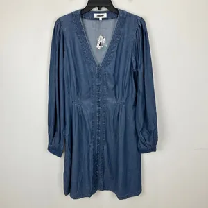 Madewell Denim Button Front Mini Dress Annandale Wash Blue Rigid US 10 NWT thumbnail 7