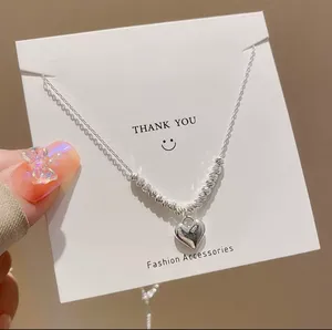 925 silver Heart Chain Necklace thumbnail 1