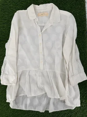 Anthropologie Isabella Sinclair Belia Peplum Popover Cotton White Dot Button Top thumbnail 4