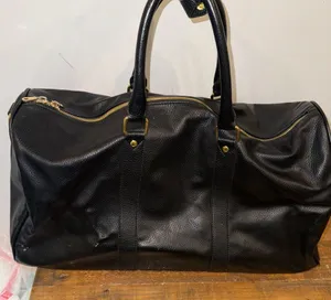 Packs Project Black & Gold Faux Leather Duffle Bag thumbnail 5
