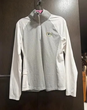 Green Bay Packers Cutter & Buck Women's Forge Tonal Stripe Half-Zip Pullover S thumbnail 1