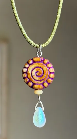 Handmade quality Czech glass swirl bead fairy boho vintage retro funky style necklace🌿✨ thumbnail 1
