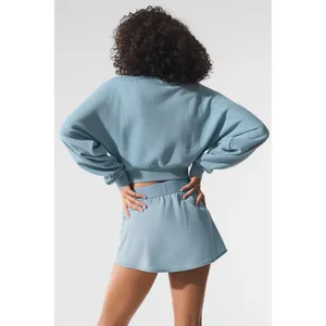 Alo Yoga Cropped Accolade Crewneck Celestial Blue XS thumbnail 4