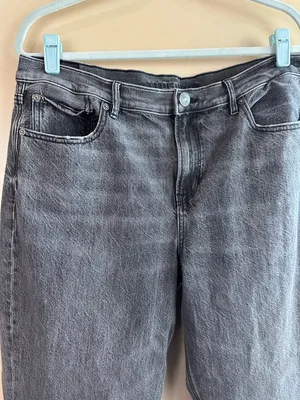 American Eagle Charcoal Grey Faded Black 90s Bootcut Jeans 16 High Rise thumbnail 2