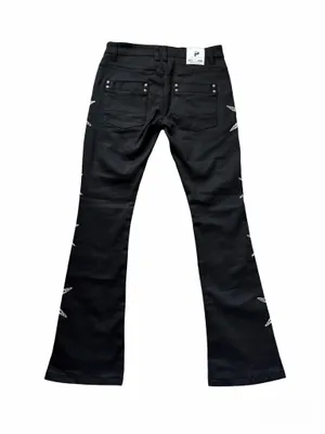 Publik Denim Black Beaded Star Flare Jeans Men’s Size 32x35 thumbnail 2