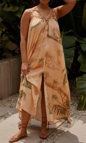 Tropical Print Oversized Flowy Dress, Size XS thumbnail 1