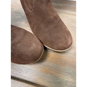 Lands' End Women's 8.5 Brown Suede Faux Fur Cuff Wedge Winter Boots thumbnail 9