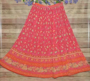 Vintage 90s Y2K Victoria Holley Floral Rayon Maxi Skirt Pink Boho Cottage Size M thumbnail 1