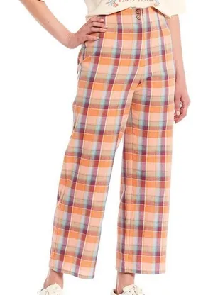 Billabong x The Salty Blonde Break Point Plaid Linen Pants 26 thumbnail 1