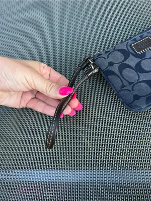 Navy coach wristlet spring, summer, wallet, purse, casual‎ little leather brown thumbnail 4