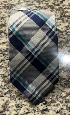 Express Men’s tie Blue & White Checkered NWOT. Business Party Holiday. thumbnail 1