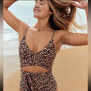 Aerie leopard print one piece swimsuit size medium thumbnail 1