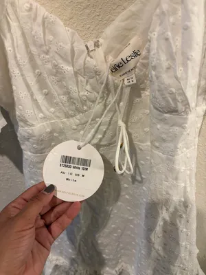 NWT Selfie Leslie Hayden Puff Sleeve Eyelet Embroidery Dress White thumbnail 5
