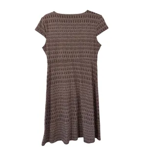 Toad&Co Rose Marie Brownprint v-neck cap sleeve jersey midi dress women's medium thumbnail 2
