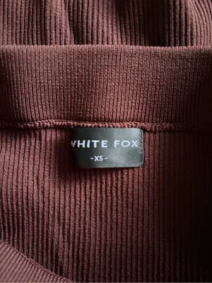 White fox boutique brown ribbed knit midi asymmetrical midi skirt size xs thumbnail 2