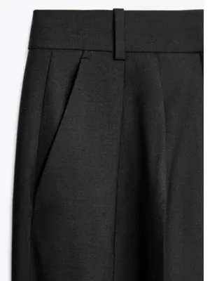 ZARA Full Length Wool Blend Pleated Trousers Black Size XL thumbnail 3