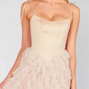 Show Me Your Mumu Francesca Corset Maxi Dress Champagne Tulle Ruffle thumbnail 3
