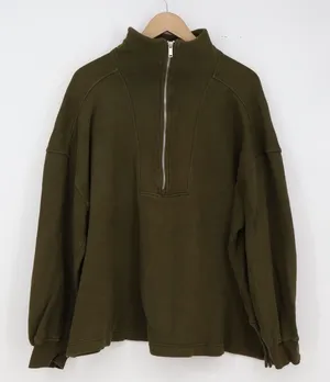 Old Navy Sweatshirt Womens XL Maternity Quarter-Zip Olive Green Fleece Excellent thumbnail 1