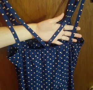 Audrey 3+1 Strappy Polka Dot Dress, Size Small thumbnail 6