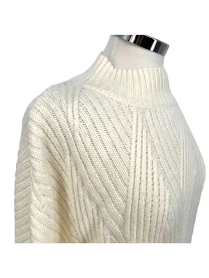 Market & Spruce Shaker Mock Neck Sweater Cream Size XXL NWT Minimalist Luxury thumbnail 4