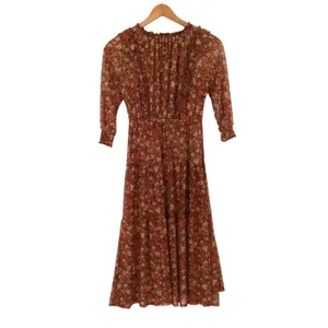 Velvet Torch Floral Mesh Midi Dress Size XS Brown Boho Cottage Tiered‎ Sheer thumbnail 6