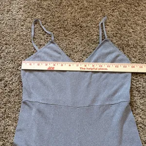 Revolve Superdown Tasha Spaghetti Strap Wide Leg Jumpsuit Slate Blue Sparkle Med thumbnail 5