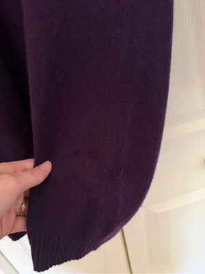 Saks Fifth Avenue Cashmere Cardigan Long Line Purple Sweater Size Large thumbnail 4