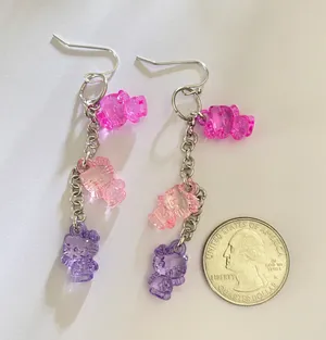Handmade Kitty Kawaii dangle earrings Y2k NEW 💚 thumbnail 5