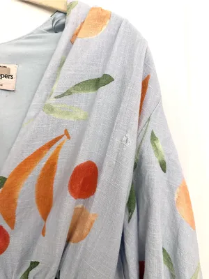 Finders Keepers Calypso Light Blue Fruit Print Puff Sleeve Mini Dress XS thumbnail 8