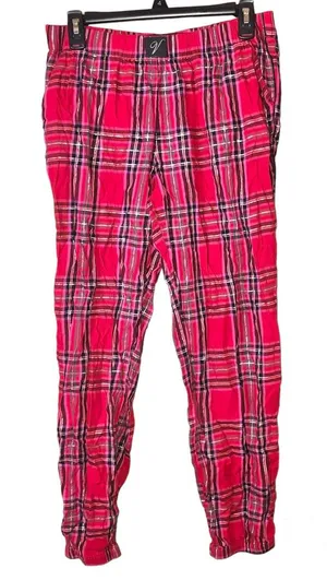 Victoria’s Secret Plaid Tartan Jogger Pajama Pants Red Pink Size Small‎ thumbnail 1