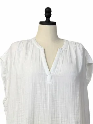 Old Navy Popover Blouse Size XXL White Cotton Gauze Short Sleeve NWT V-Neck thumbnail 5