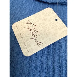 Free People Care Honey B Crew Neck Thermal Waffle Knit Top Copenhagen Blue S NWT thumbnail 8