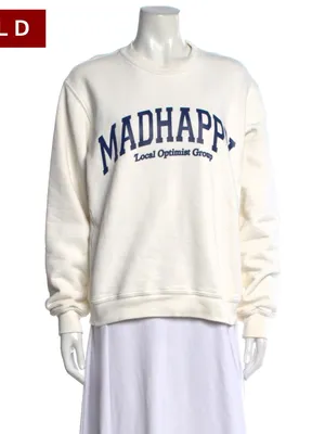 MADHAPPY White Crewneck Sweatshirt with Arch Logo thumbnail 4