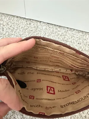 Vintage 1990s Stone Mountain Brown Two-Tone Faux Leather 9" Wristlet Clutch thumbnail 9
