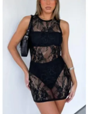 White Fox Boutique - Uncut Moments Sleeveless Lace Mini Dress in Black thumbnail 4