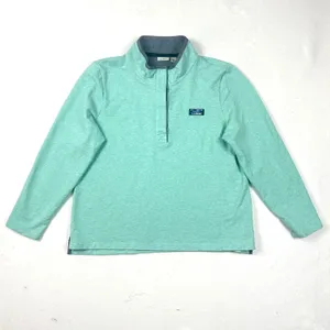 L.L.Bean Women XL Quarter Snap Pullover Coastal Preppy Fleece Teal‎ Blue Green thumbnail 3