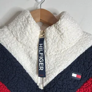 Tommy Hilfiger Women’s Chevron Fleece Sherpa Quarter zip Sweatshirt Jacket sz S thumbnail 8