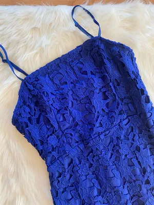 ASTR The Label Blue Lace Mini Sleeveless Cocktail Dress Size M thumbnail 2