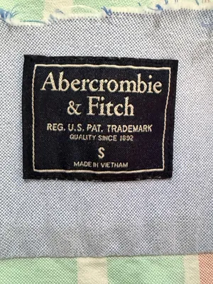 Abercrombie & Fitch Pastel Stripe Raw Hem Cropped Button Front Top Small thumbnail 5