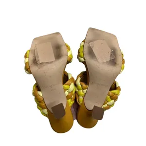 Marc Fisher Yellow Multi Braided Double Strap Square Toe Slide Sandals Size 7.5M thumbnail 8